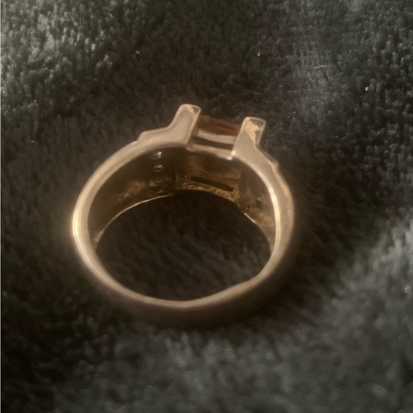 Dandelion Citrine Square Cut Stone between cz’s Set in  Sterling Silver - Picture 6 of 7